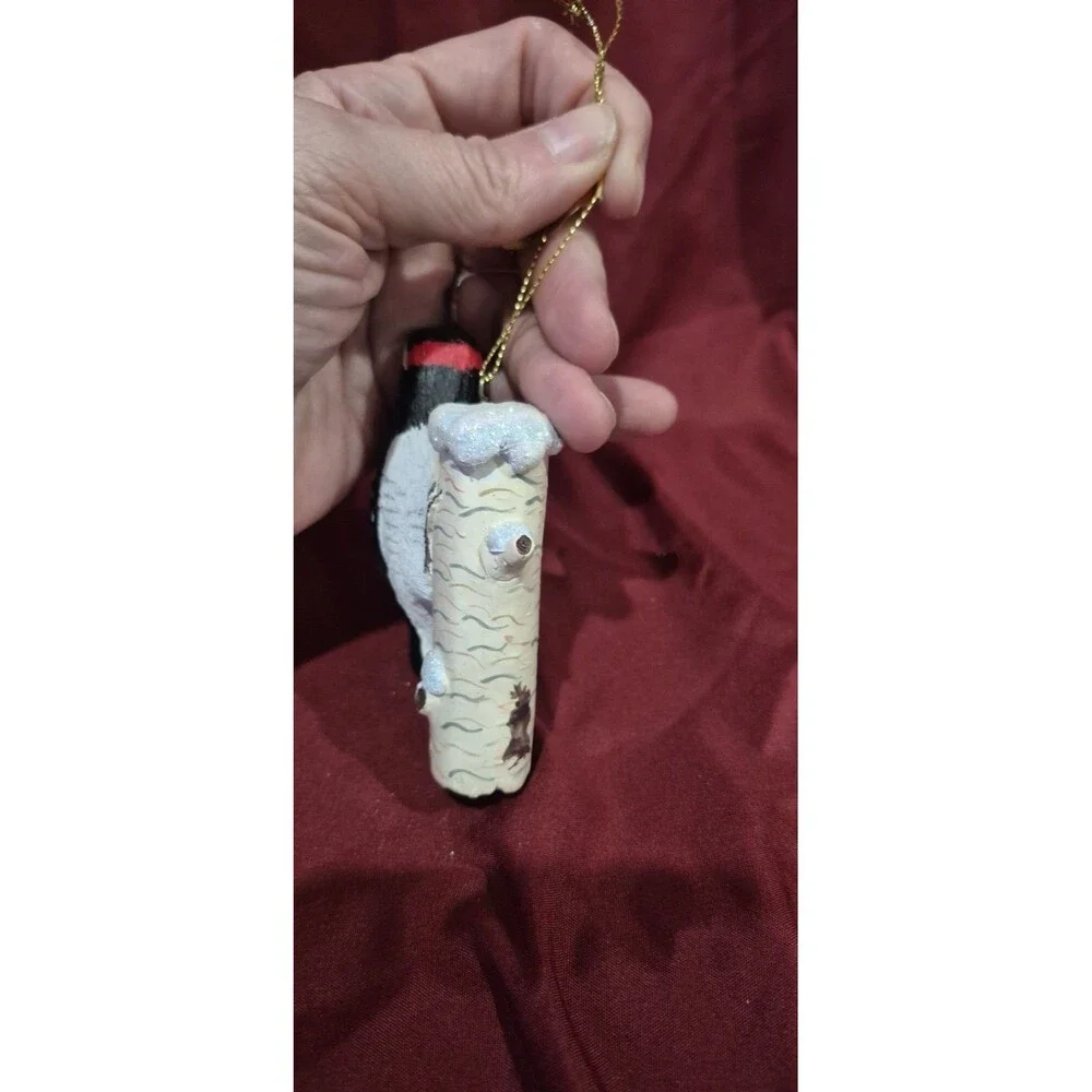 NWT Danbury Mint Hand Painted Songbird Christmas ornament Downy Woodpecker